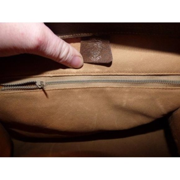 Gucci Large Logo Print Satchel Shades Of Brown With Red And Green Stripes - Picture 3 of 6